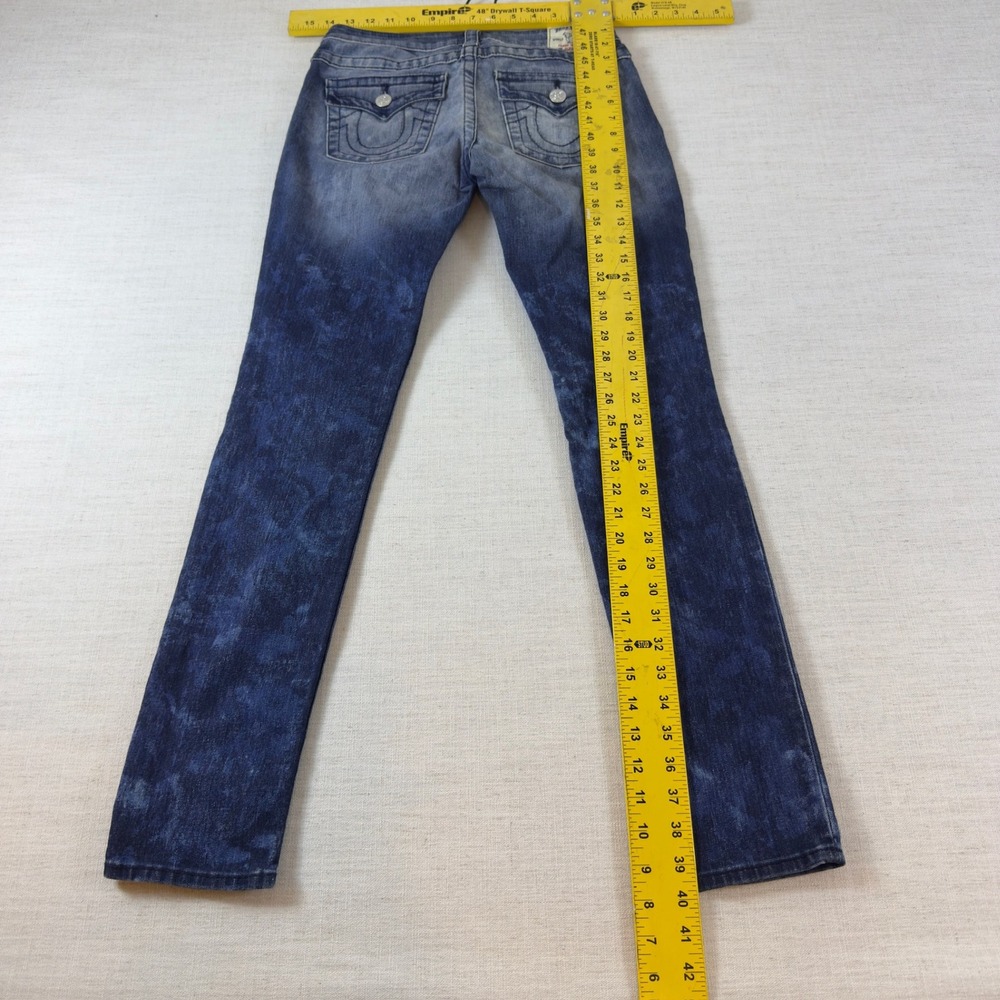 True Religion Skinny Jeans Blue Acid Wash Horseshoe Pocket Denim Pants - Picture 6 of 14